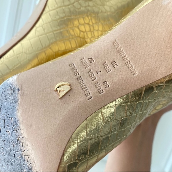 UIB Vicenza Free People Tokyo Tall Gold Metallic Animal Print Boots Sz 7 - Picture 12 of 14